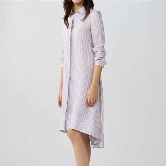 Maje Asymmetrical Striped Button Down Shirt Dress - Picture 4 of 7